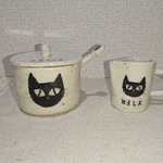 sakaeuemura様専用黒猫顔のシュガーポット&ミルクピッチャー