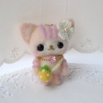 桃色ねこちゃん　バックチャーム　