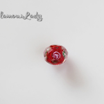 2個セット　レッド系花柄瑠璃カットガラス　10ｍｍ*7ｍｍビーズ