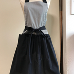 エプロン 大人用 黒白ストライプツートン