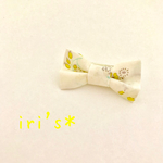 リボンベビーヘアクリップ＊イエローグレー系