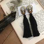 ビーズフリンジ刺繍×ビッグタッセル2wayピアス