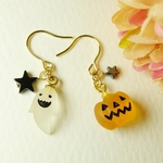 *P51* 天然石ヘマタイト☆ハロウィンピアス