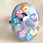 お花と文鳥のリング