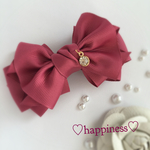 ♡happy dress ribbon♡バレッタ♡ダークピンク♡再販17