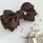 特集掲載♡happy dress ribbon♡バレッタ♡ブラウン♡再販7