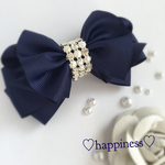 ♡happy dress ribbon♡バレッタ♡ネイビー♡再販22