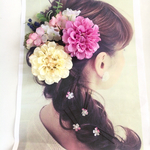 オフホワイトとピンクのボタニカル風ヘアアクセサリー☆成人式　髪飾り 花飾り　袴　振袖　結婚式　ウェディングドレス　カラードレス　ヘアアレンジ