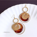 【再販】秋色˚✧⁎ブラウン⁎✧༚ べっ甲 大ぶり ピアス / イヤリング