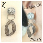 シルバーホイルカボション&アクリルチェーン♪ピアスorイヤリング