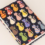 【文庫本】ゴムバンド栞付ブックカバー★カラフルキャット★ねこ