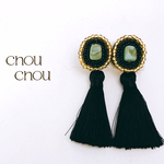 刺繍ビーズ×タッセルイヤリング
