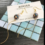 白×カラフルビーズのひねりロングピアス