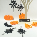 ハロウィン 黒薔薇と蜘蛛の巣ピアス/イヤリング