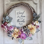 gri8620様専用 'rustic wedding' wreath bouquet:アンティーククリームのリースブーケ、ブートニア、リストブーケのセット