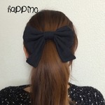 ロングリボン　ヘアゴムorバレッタ　ダブルガーゼ 　黒