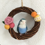 小さなコザクラインコのミニリース♪羊毛フェルト