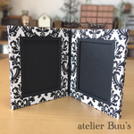 送料無料☆カルトナージュ おしゃれなダマスク☆ブック型フォトスタンド