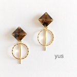 再販☆べっ甲スクエア×サークルイヤリング/ピアス 