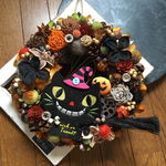 ハロウィンリース　～ホウキに乗ったクロネコとJack-o’Lantern～　