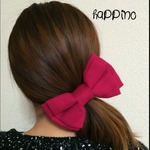 Bigダブルリボン　ヘアゴムorバレッタ ダブルガーゼ　ローズピンク
