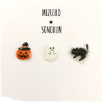 ハロウィンカボチャオバケ黒猫ピアス