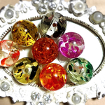 【10個】キラキラホログラムビーズ 16mm  アソート 両穴  大ぶりアクセに♥
