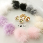 ANRIKO秋冬新作★スワロフスキーシンプルピアス×ミンクファー(ロングチェーンタイプ)ピアス・イヤリング・樹脂ピアス