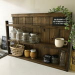 （3段wideーL） カフェ風 木製ラック     スパイス ラック、キッチンラック  シェルフ