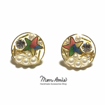 【送料無料】4 color star pearl  Earring ／ Pierce 19mm