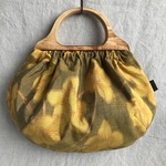 黒タグ紬のバッグ（黄色のお花柄）