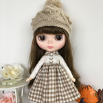 ドール服 Blythe ワンピースとダイヤ柄ニット帽