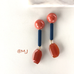 orange×navyのロングピアス・イヤリング