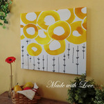 【北欧ファブリックパネル】44×50cm/イエロー/お花(L)