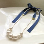 冬新作！コットンパールとサテンリボンのネックレス