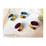 sale♡お菓子みたいなベロアとヴィンテージボタンのビジューピアス*.+ﾟボルドー