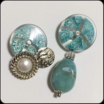 No,87＊アンティークボタン×アクリルビーズピアス＊レトロボタン＊