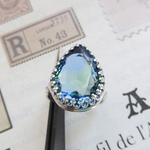 ヴィンテージガラス　Blue & Green リング