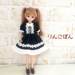 黒とレースのワンピース（リカちゃん、ブライスサイズ）