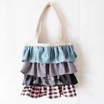 SALE  着物リメイク　フリルのショルダーバッグ　四角