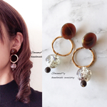 ❇️brown×gold ring 大ぶりピアス/イヤリング .