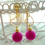 再販あったかピンクハート♡フロッキーピアス＆イヤリング