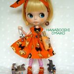＊ハロウィン♪ワンピコーデ＊９点セット＊ blythe outfit＊ブライス ＊ワンピース・ブーツ＊かぼちゃ＊