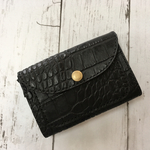 革のミニ財布＊クロコダイル型押し黒