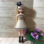 リカちゃんベージュ×茶色ミニドレス