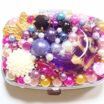 《セール》パープル・ナイトのピルケース アクセサリーケース パープル 紫 レジン 月 蝶々 