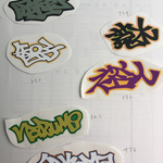 グラフィティなネームステッカー三色