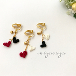 ハート♡ハートの手編みイヤリングorピアス①