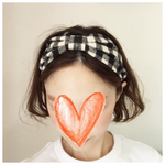 【おとなサイズ】起毛チェックのリボンヘアバンド（ブラック）