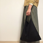 リネンと革のバッグ（Sサイズ・黒）